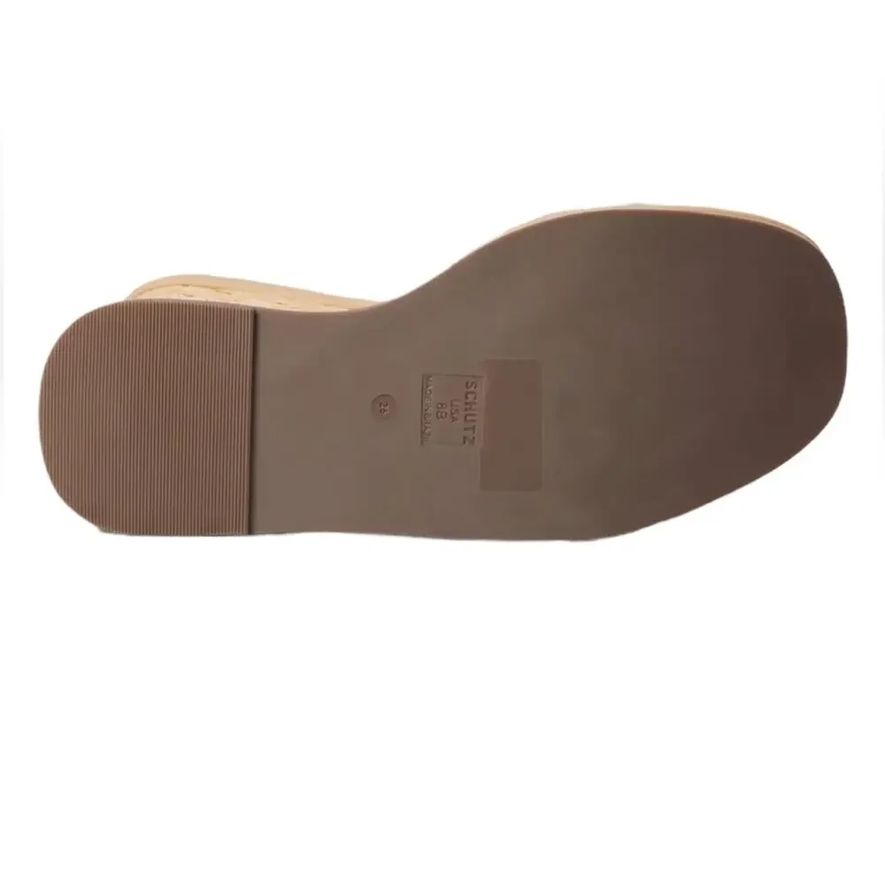 Schutz Caryne Beige Wedge Platform Heel Sandal Size 10.5 New